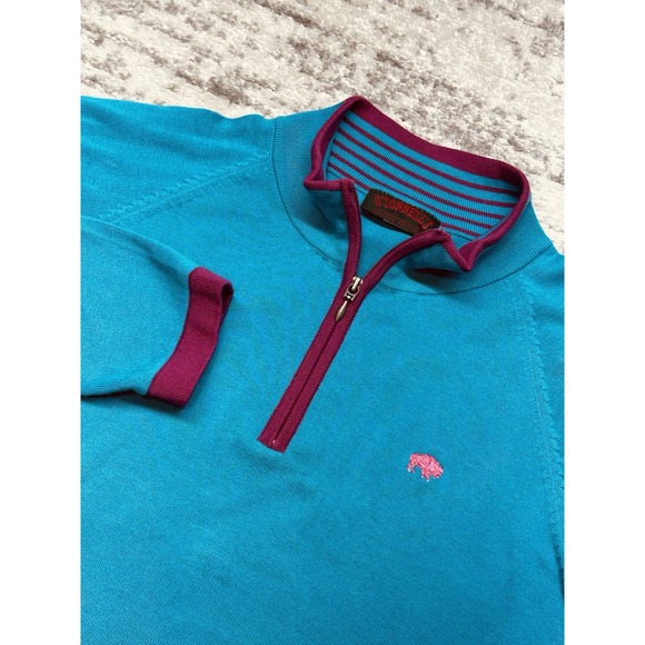 O'connell's Sweaters - O'CONNELL'S Quarter Zip Pullover Shirt Sweater 100% Pima Cotton L Teal Buffalo